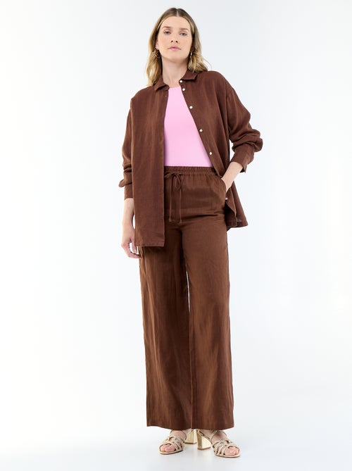 Weite Damen-Leinenhose aus 100% Leinen - Kiabi