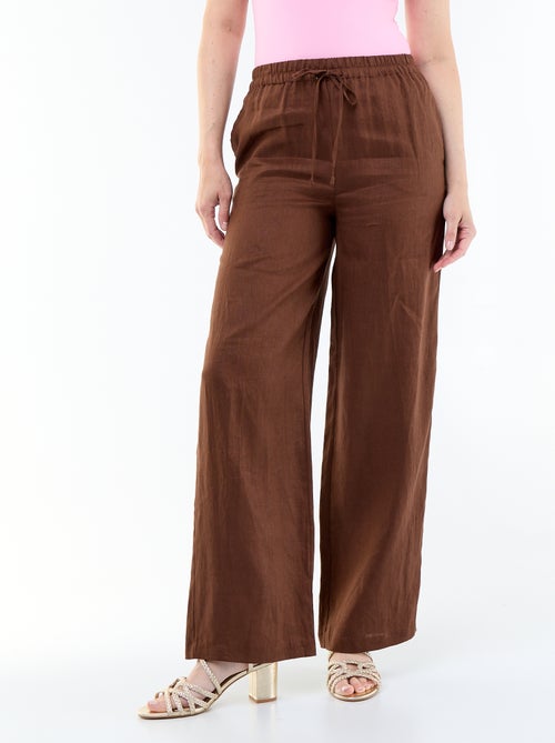 Weite Damen-Leinenhose aus 100% Leinen - Kiabi