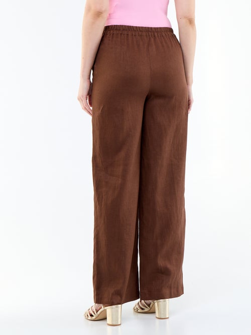 Weite Damen-Leinenhose aus 100% Leinen - Kiabi