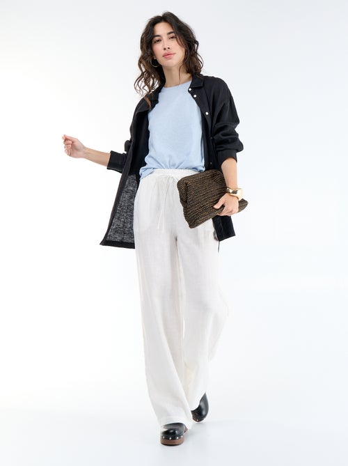Weite Damenhose aus 100% Leinen - Kiabi Weite Damenhose aus 100% Leinen - Kiabi
