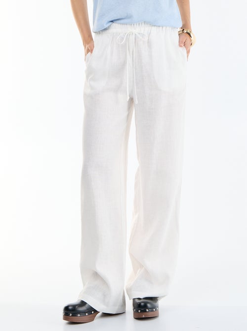 Weite Damenhose aus 100% Leinen - Kiabi Weite Damenhose aus 100% Leinen - Kiabi