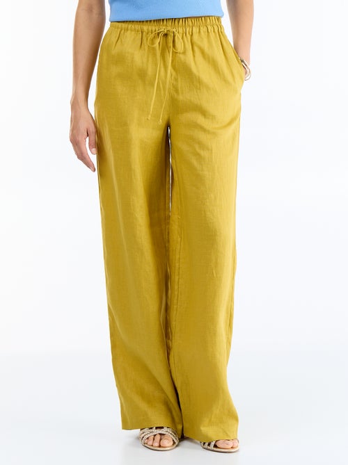 Weite, einfarbige Leinenhose - Kiabi