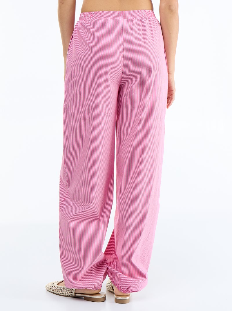 Weite gestreifte Ballonhose Rosa - Kiabi
