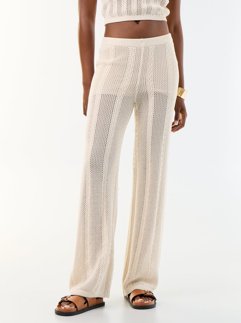 Weite Häkelhose Beige - Kiabi