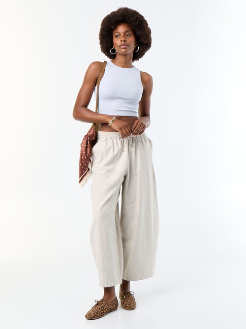 Weite High-Waist-Hose aus Leinenmischung - Kiabi Weite High-Waist-Hose aus Leinenmischung - Kiabi