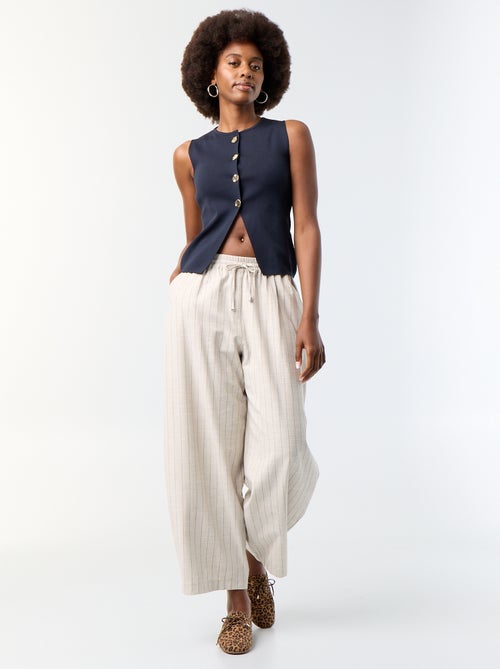 Weite High-Waist-Hose aus Leinenmischung - Kiabi Weite High-Waist-Hose aus Leinenmischung - Kiabi