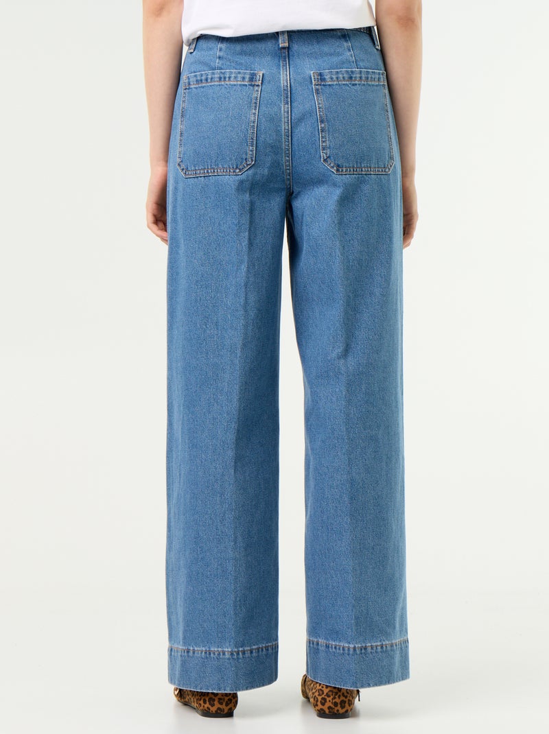 Weite High-Waist Jeans mit aufgesetzten Taschen Blau - Kiabi