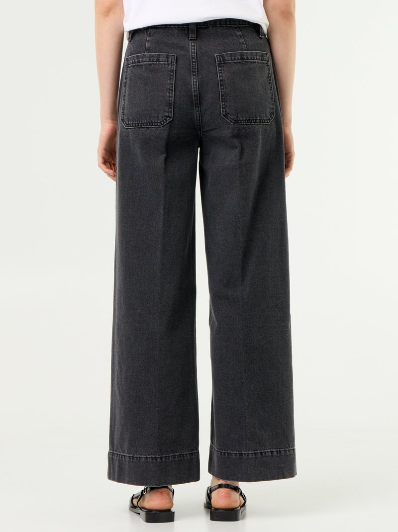 Weite High-Waist Jeans mit aufgesetzten Taschen Schwarz - Kiabi