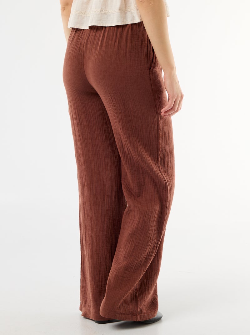 Weite Hose aus Baumwollgaze Braun - Kiabi
