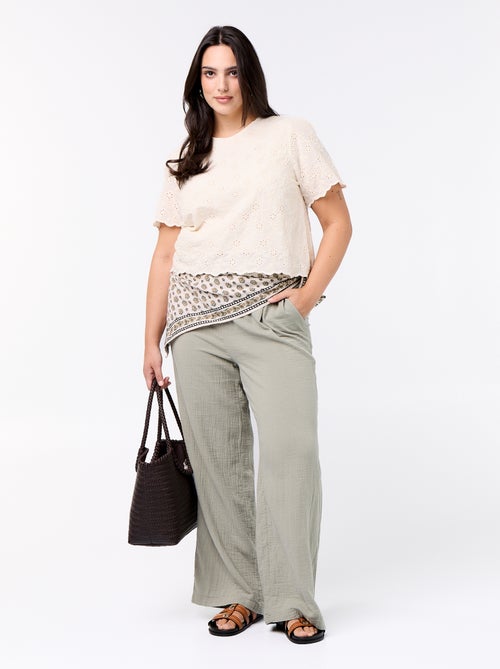 Weite Hose aus Baumwollgaze - Kiabi