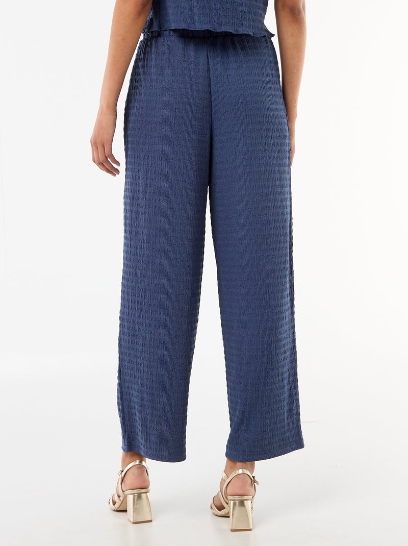 Weite Hose aus Smock-Strick Blau - Kiabi
