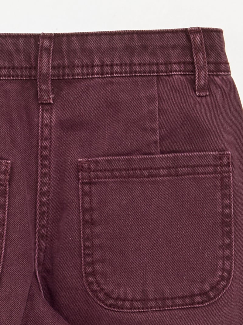 Weite Hose mit Blumenstickereien Lila - Kiabi