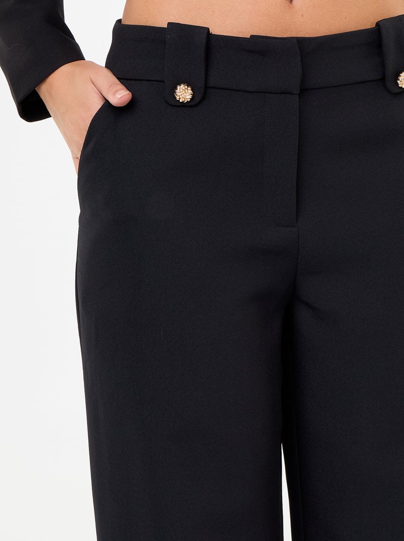 Weite Hose mit goldenen Knöpfen Noir - Kiabi