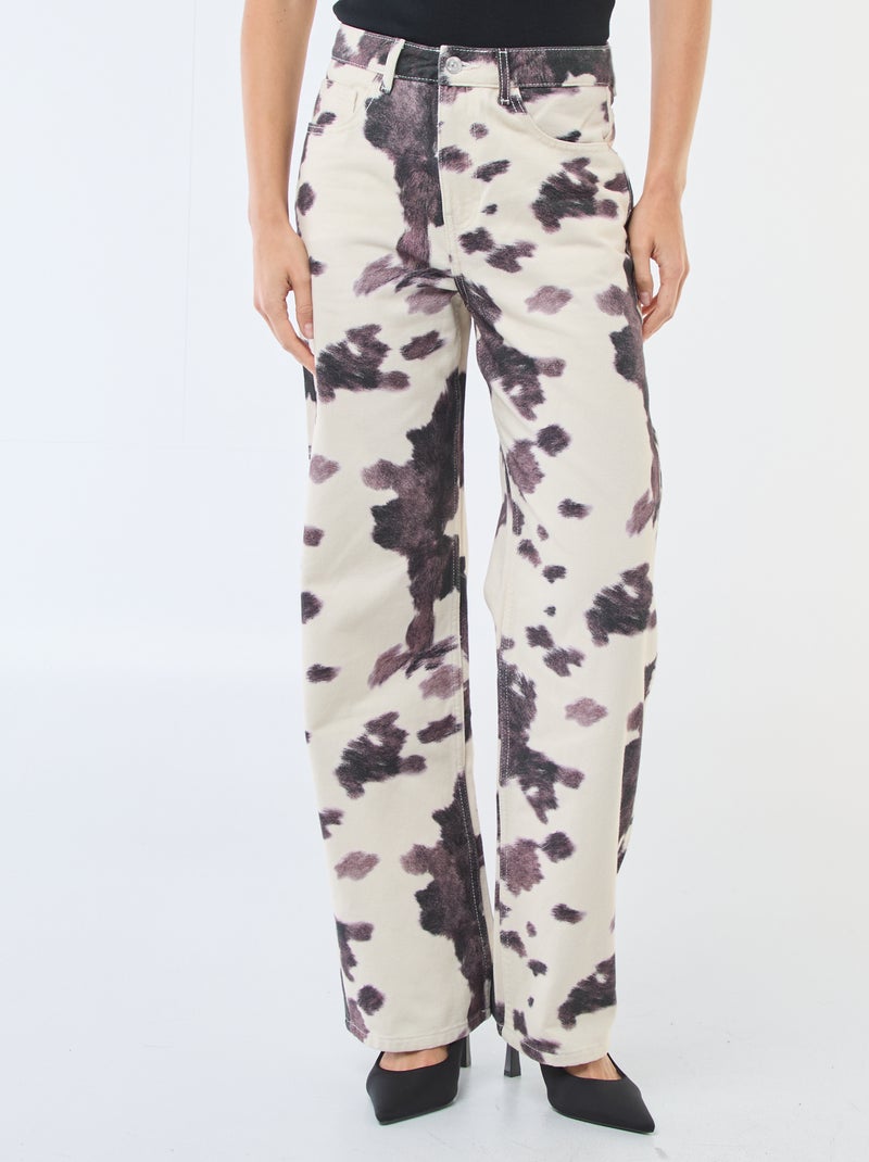 Weite Hose mit Kuhprint Braun - Kiabi