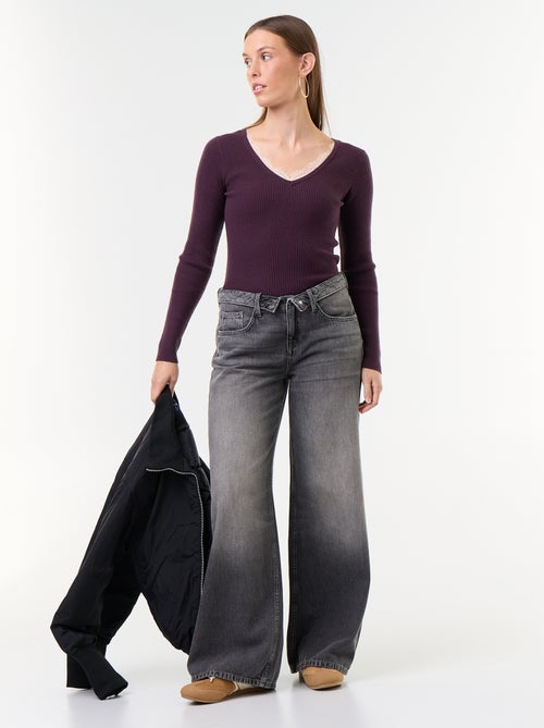 Weite Jeans mit Ziergürtel - Kiabi