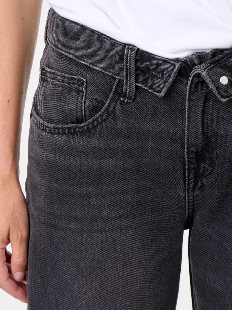 Weite Jeans mit Ziergürtel Noir - Kiabi