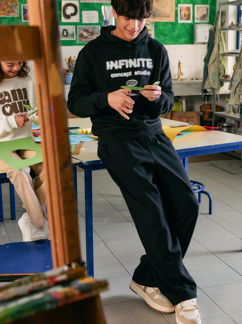 Weite Jogginghose aus leichtem Sweatstoff Noir - Kiabi
