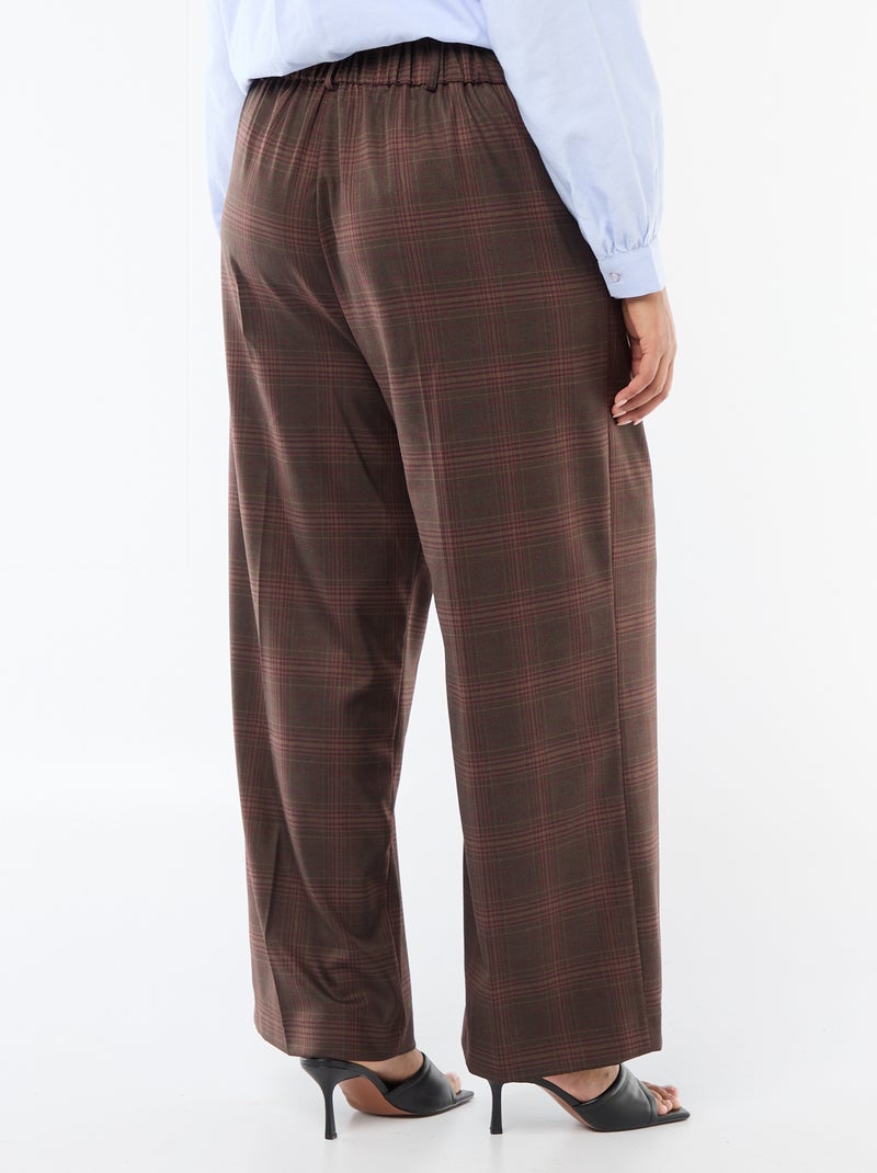 Weite karierte Hose Braun - Kiabi