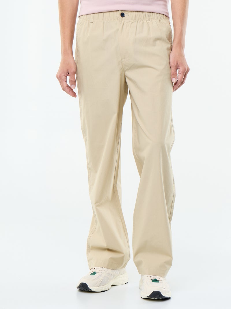 Weite Popeline-Hose unifarben Beige - Kiabi