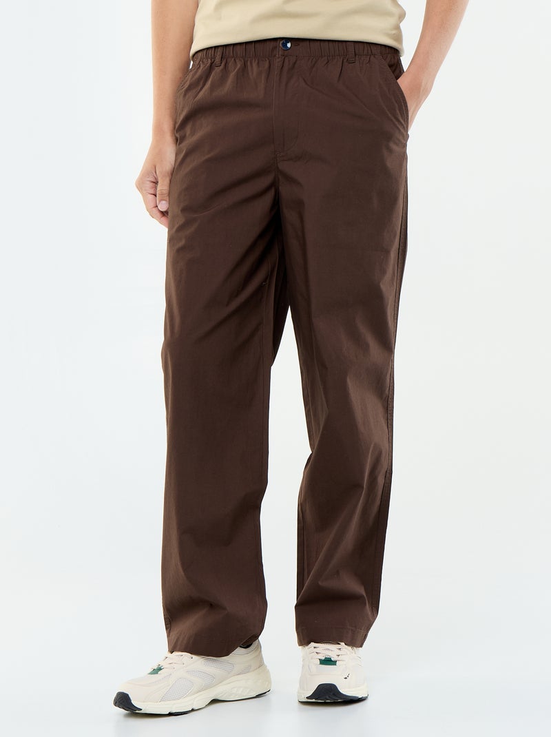 Weite Popeline-Hose unifarben Marron - Kiabi