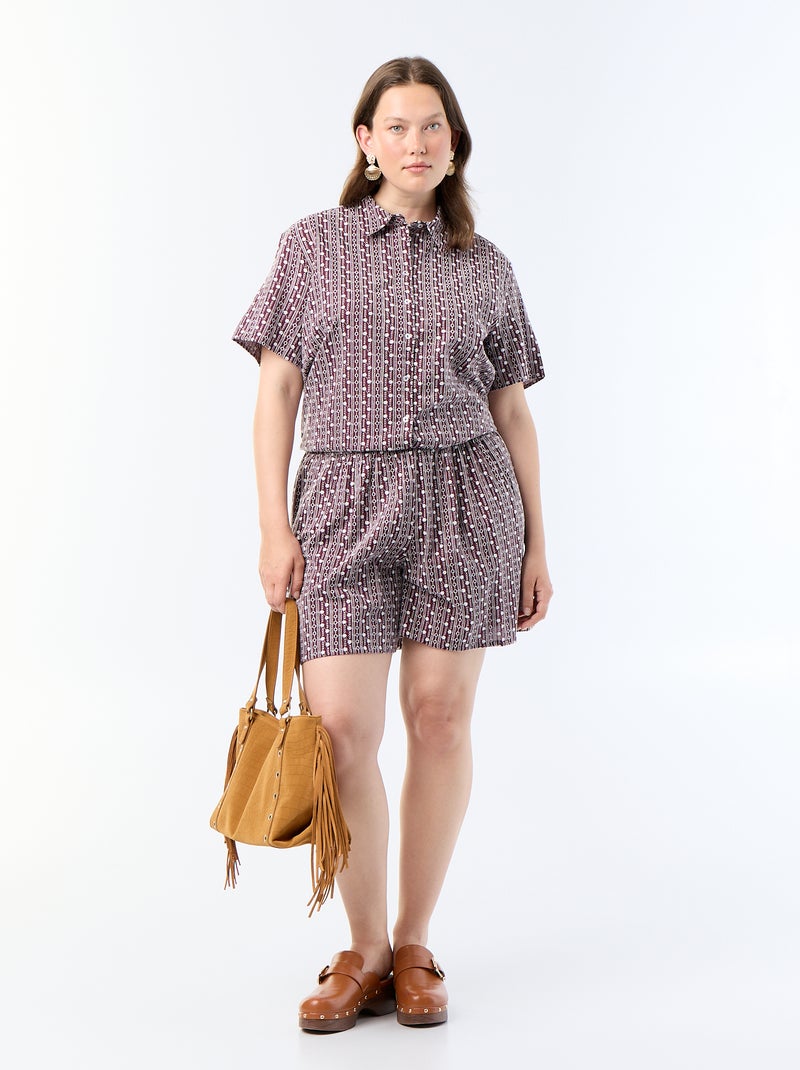 Weite Shorts mit Stickmustern Rosa - Kiabi