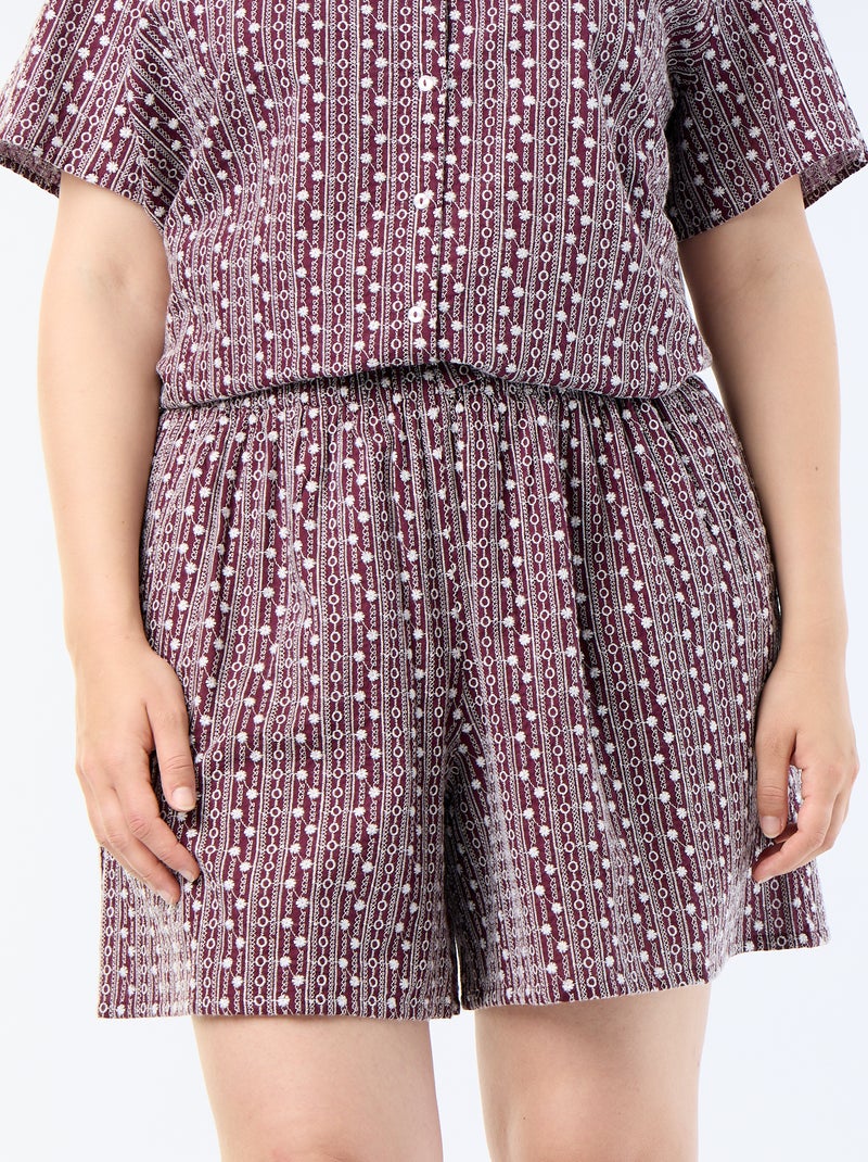 Weite Shorts mit Stickmustern Rosa - Kiabi
