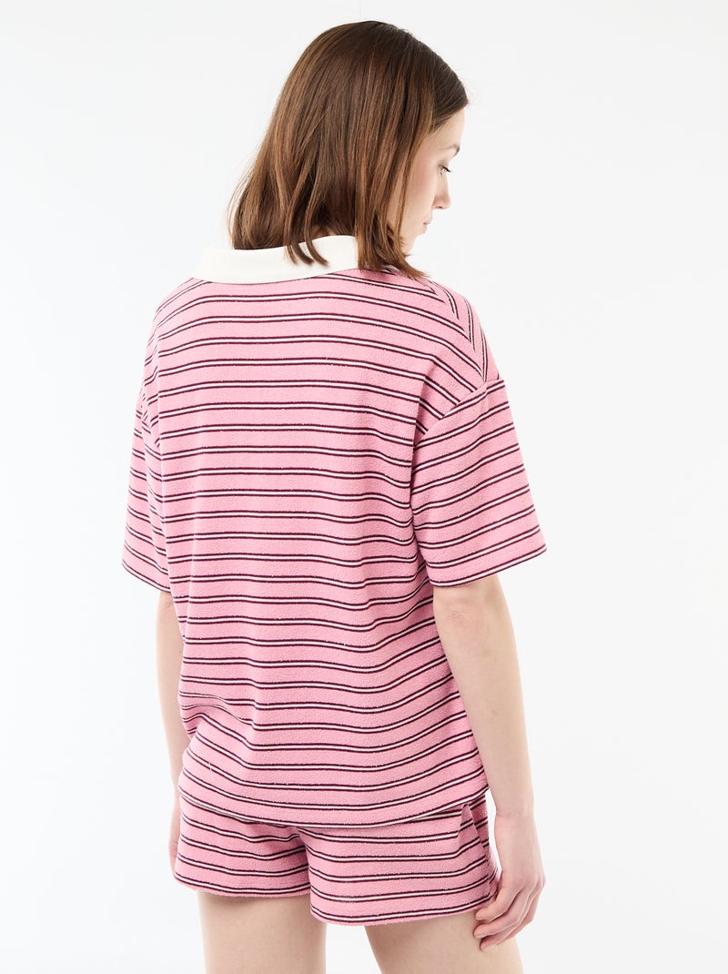 Weites Polo-Shirt aus Frottee Rosa - Kiabi