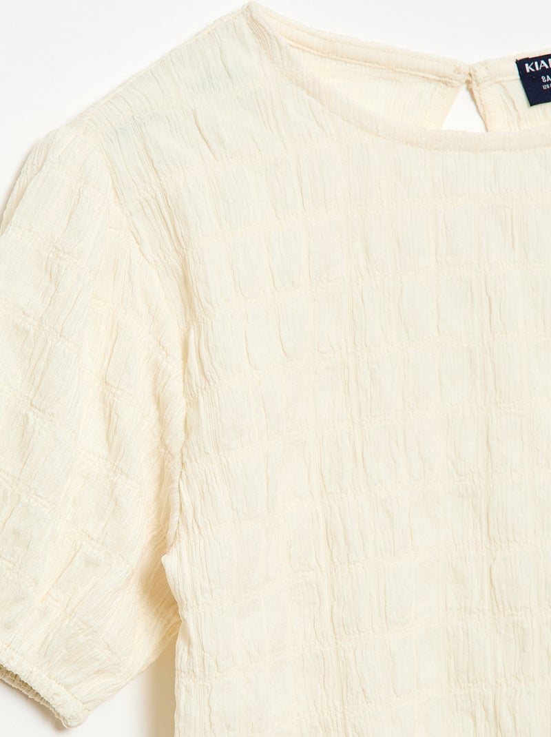Weites T-Shirt aus Fantasiestrick Beige - Kiabi