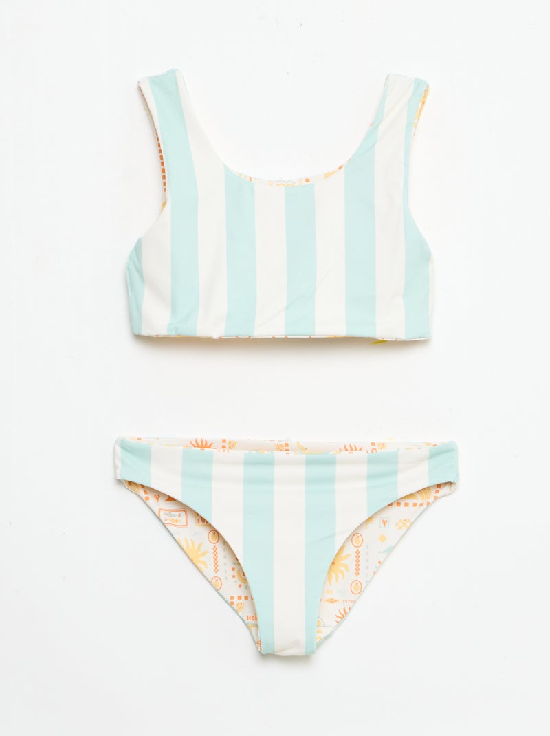 Wendbarer bedruckter Bikini - 2-teilig Weiß - Kiabi