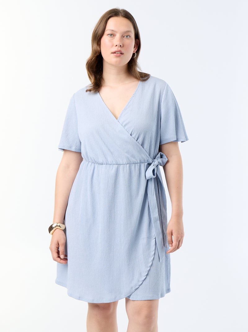 Wickelkleid aus Waffelstrick Blau - Kiabi