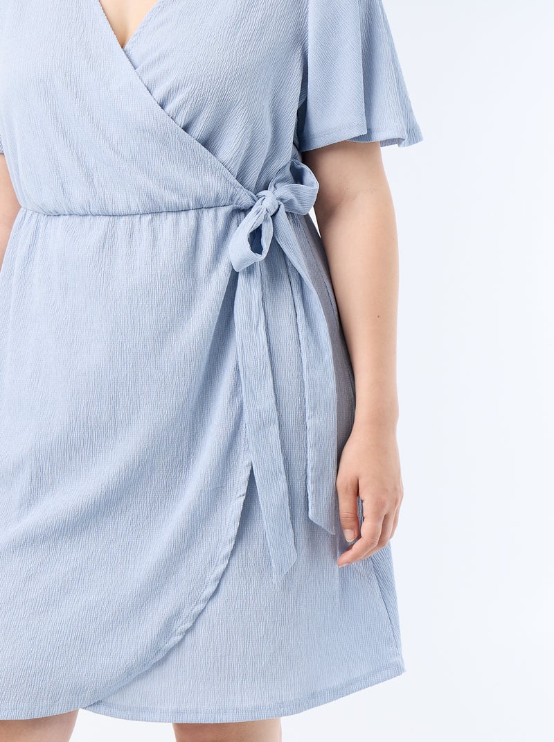 Wickelkleid aus Waffelstrick Blau - Kiabi
