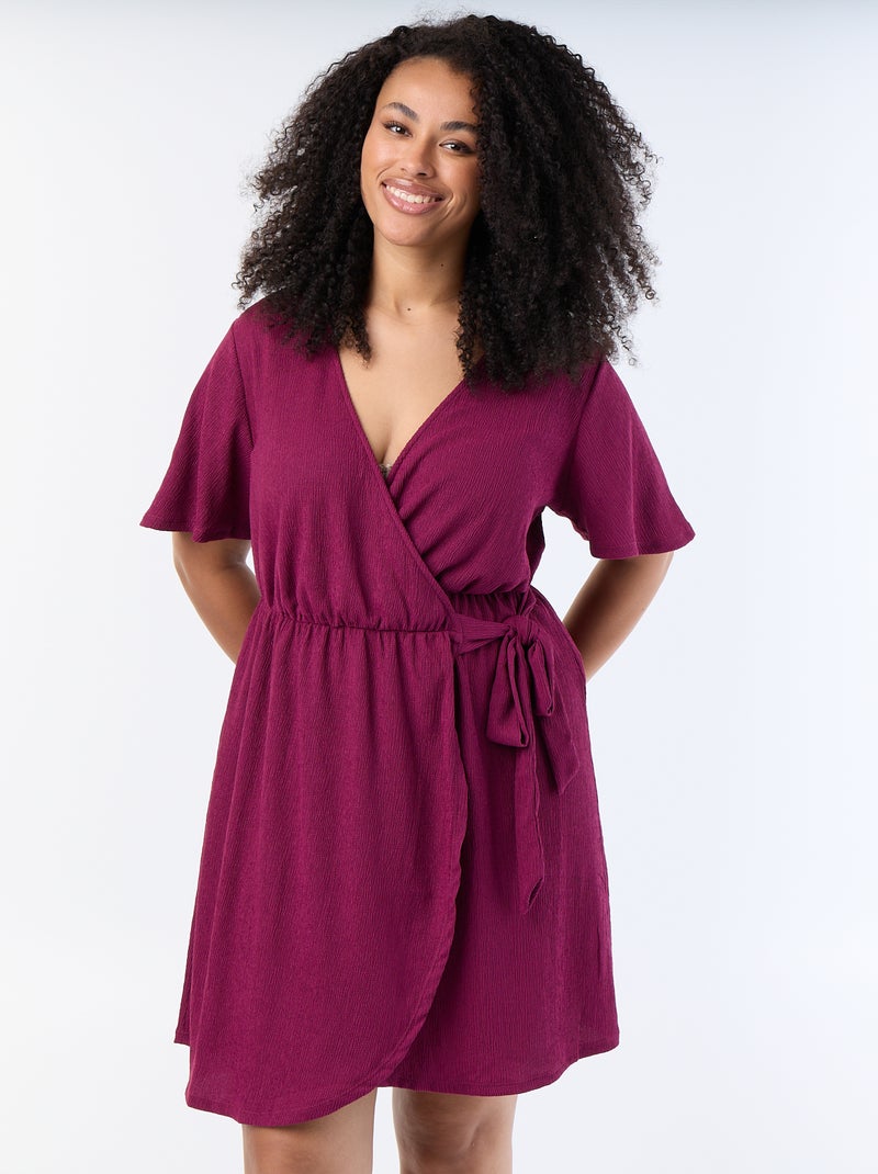 Wickelkleid aus Waffelstrick Lila - Kiabi