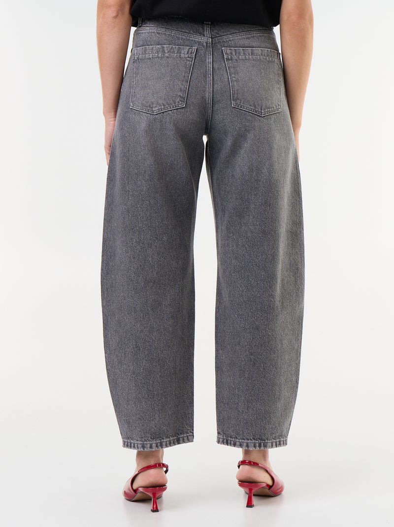 Wide barrel-leg denim pants Grey - Kiabi