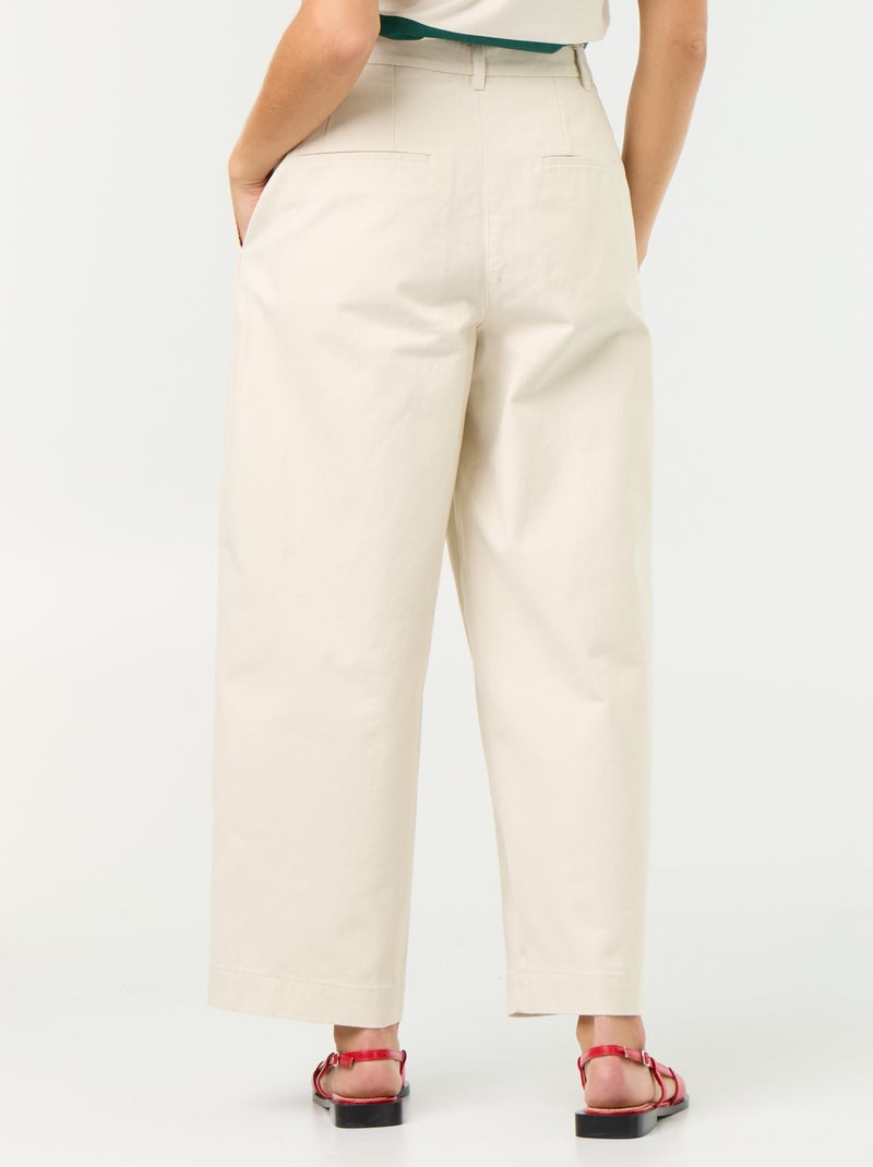 Wide barrel-leg trousers Beige - Kiabi
