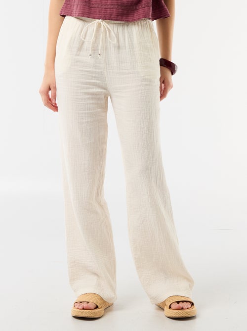 Wide cotton gauze trousers - Kiabi