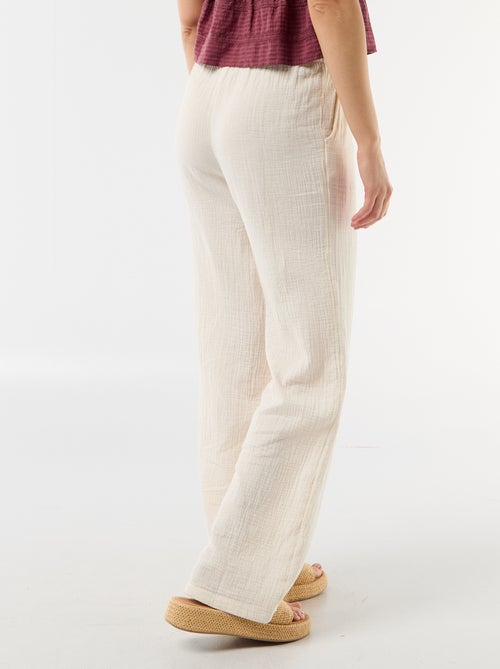 Wide cotton gauze trousers - Kiabi