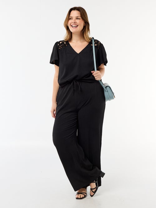 Wide crêpe knit trousers - Kiabi