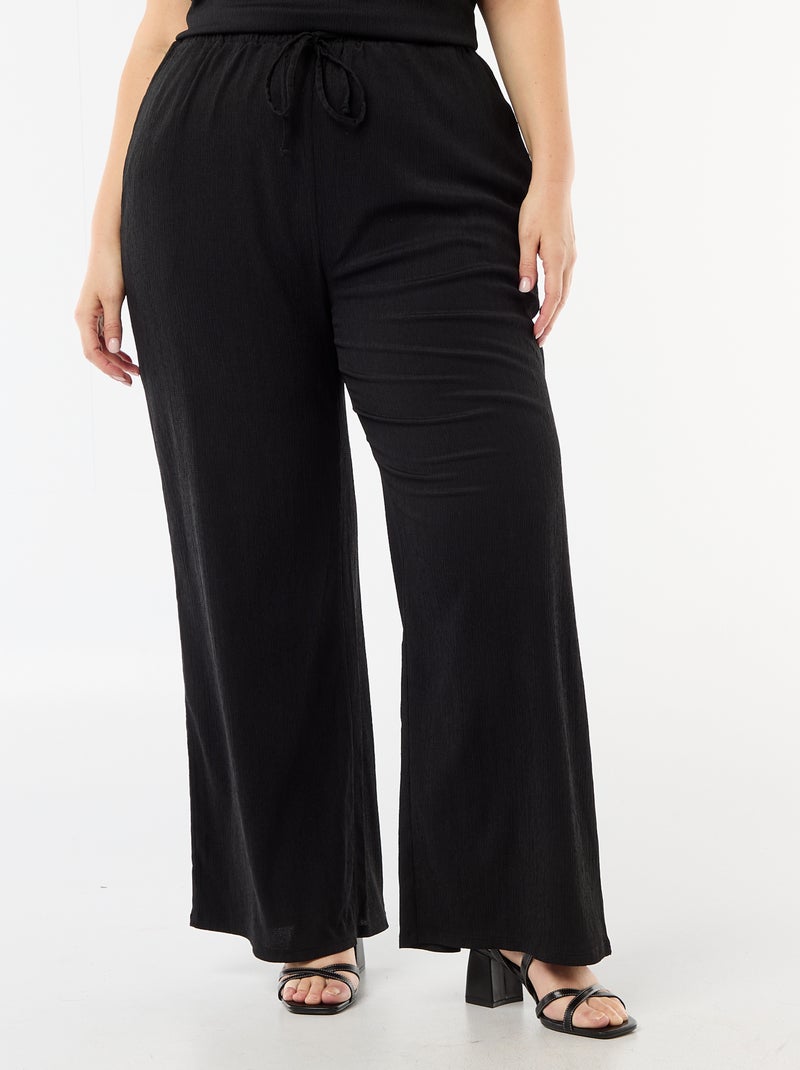 Wide crêpe knit trousers Black - Kiabi