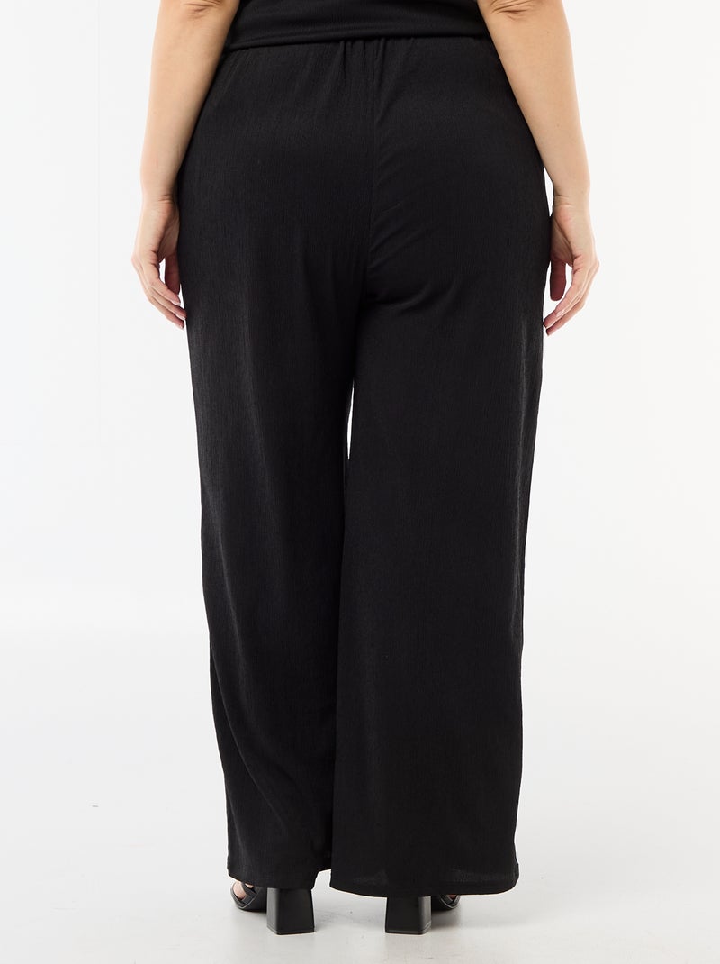 Wide crêpe knit trousers Black - Kiabi