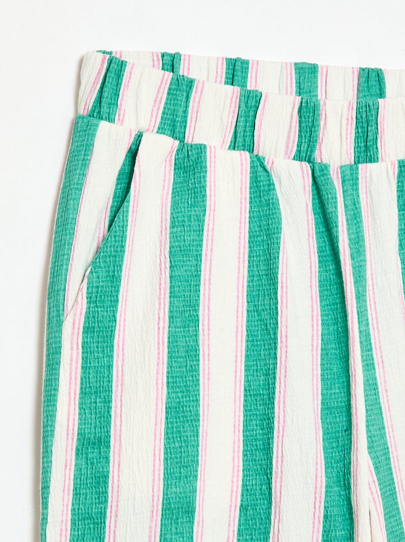 Wide Crêpe Knit Trousers Green - Kiabi