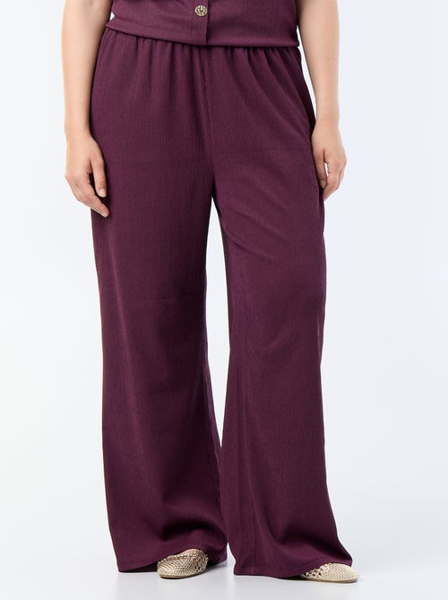 Wide crêpe knit trousers - Kiabi