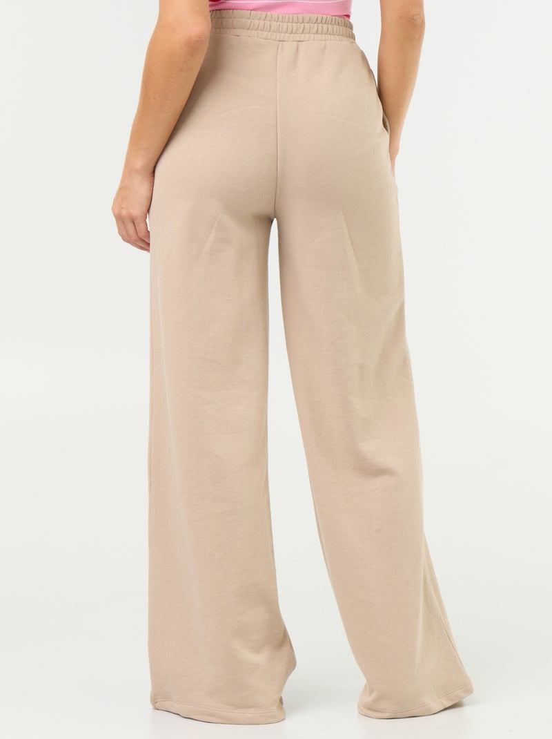 Wide Heavy Knit Jogging Trousers Beige - Kiabi