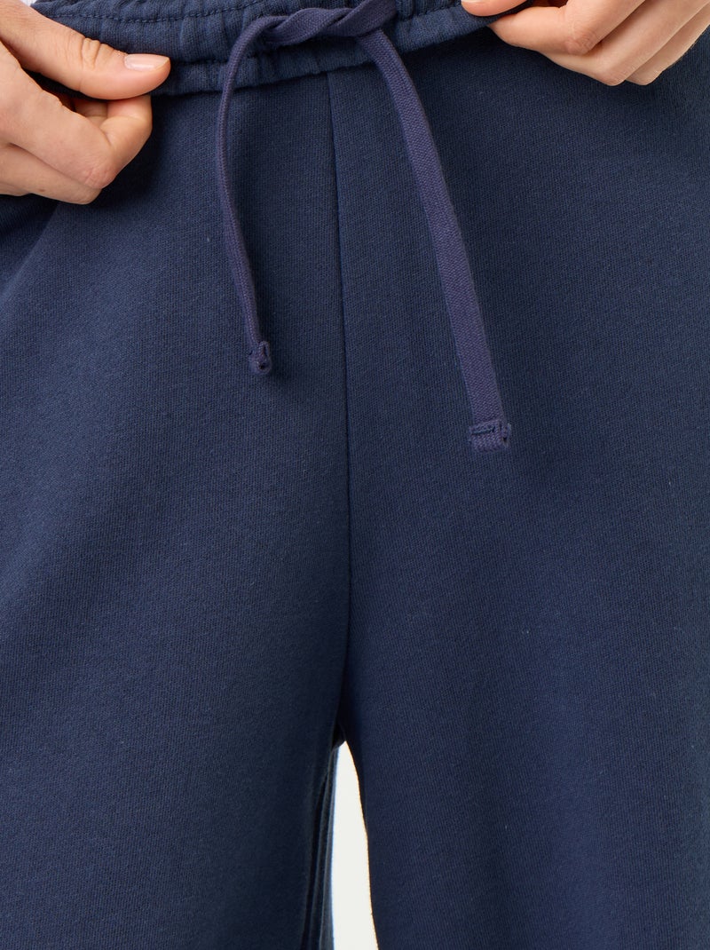 Wide Heavy Knit Jogging Trousers Blue - Kiabi