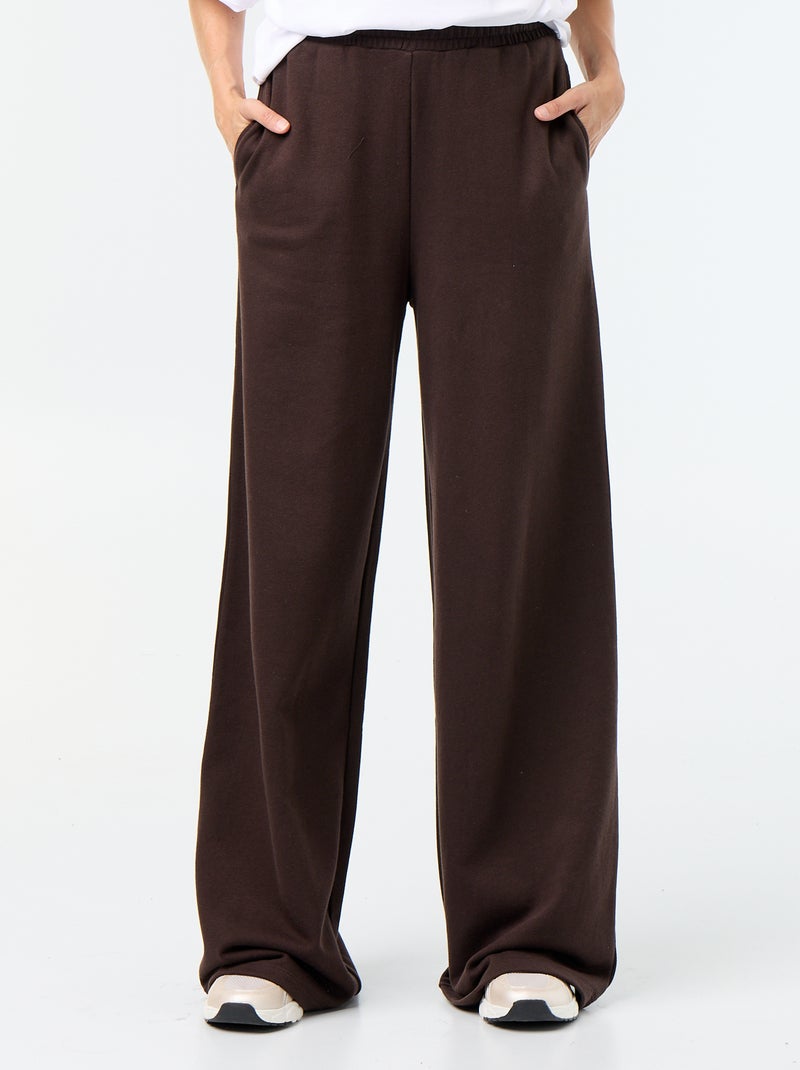 Wide Heavy Knit Jogging Trousers Brown - Kiabi