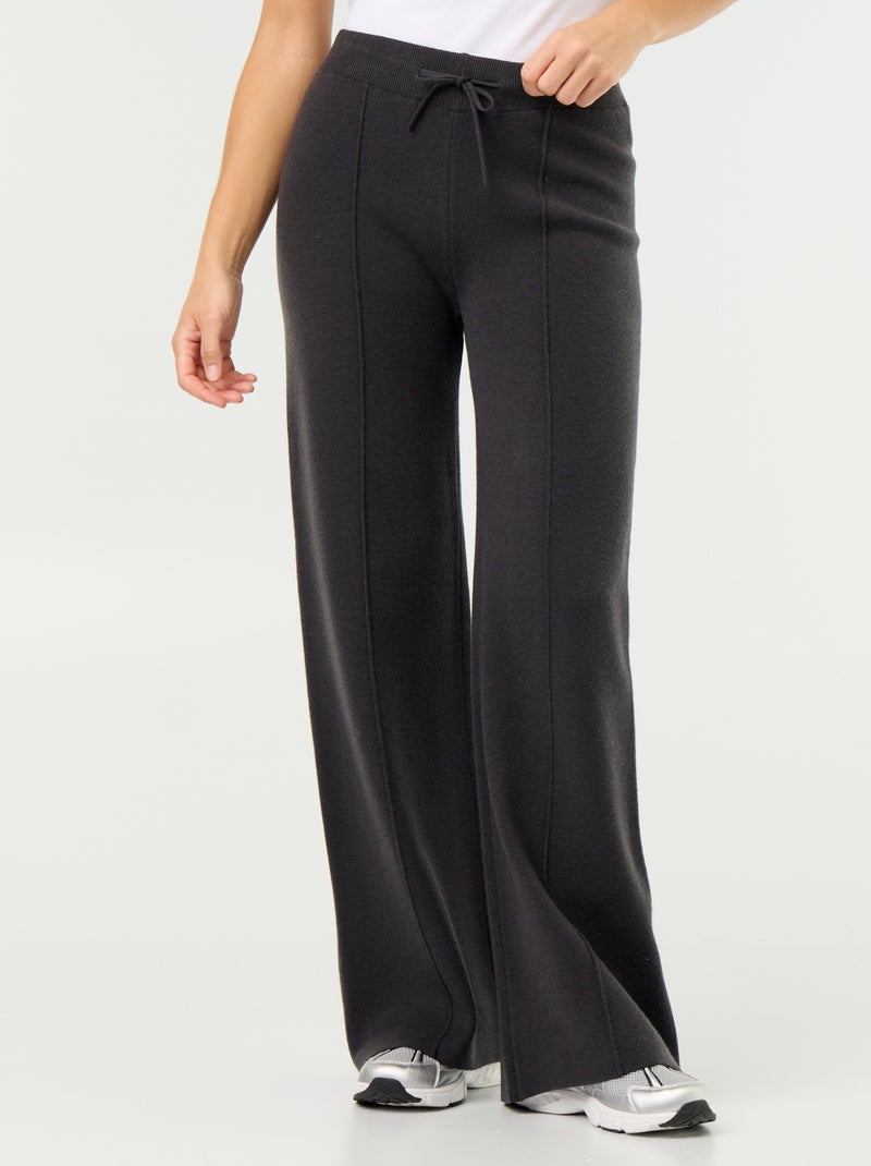 Wide knit trousers Black - Kiabi
