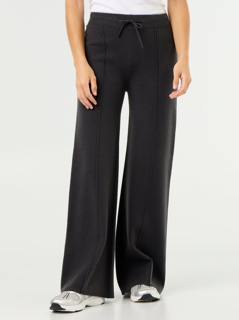 Wide knit trousers Black - Kiabi