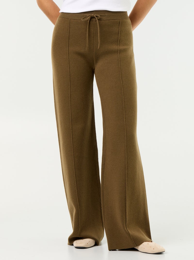 Wide knit trousers Green - Kiabi