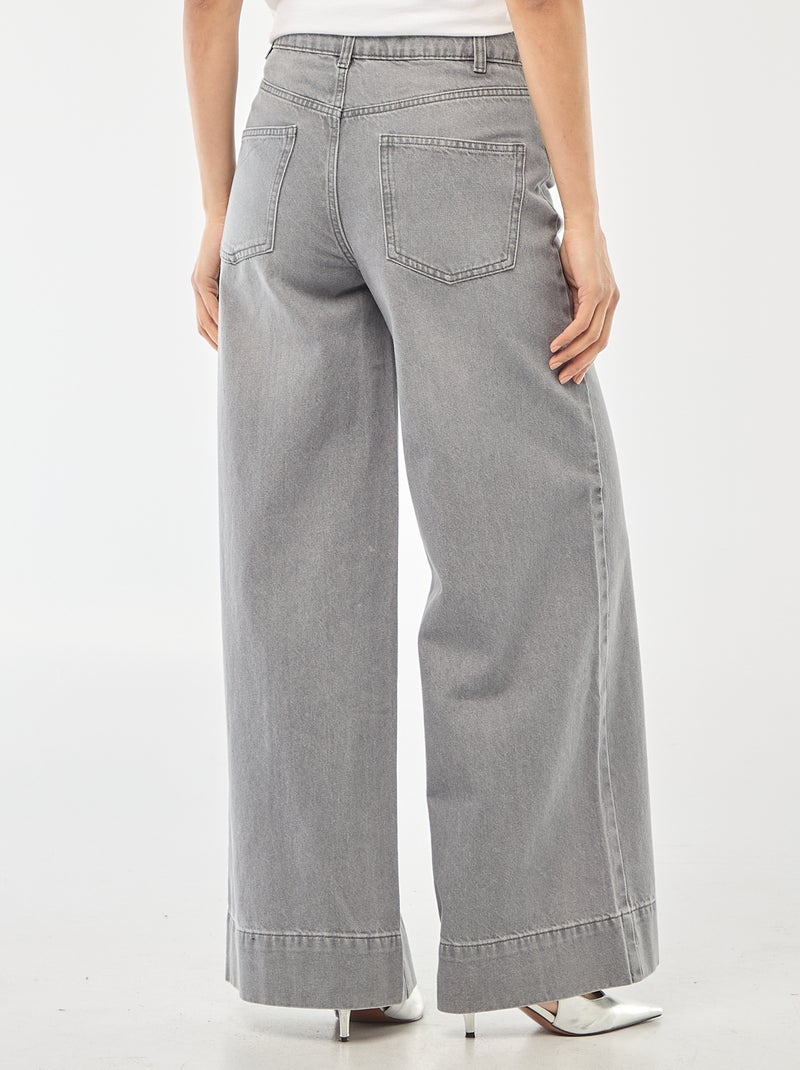 Wide Leg 5-Pocket Jeans Grey - Kiabi