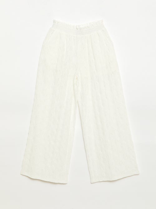 Wide-leg Broderie Anglaise Trousers - Kiabi