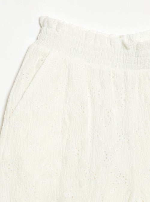 Wide-leg Broderie Anglaise Trousers - Kiabi
